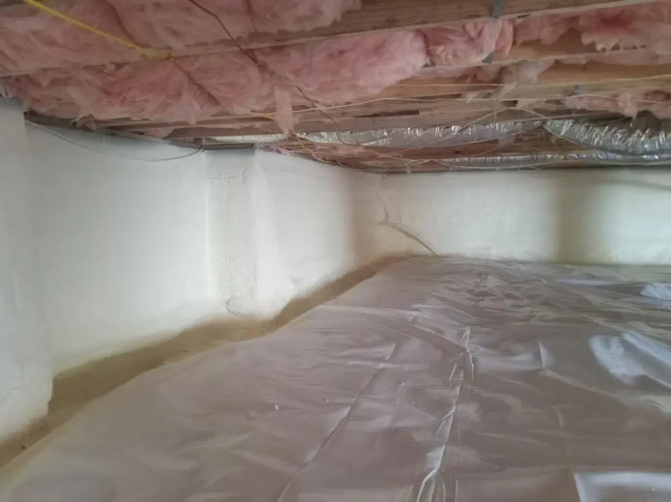 Crawl space encapsulation with closed-cell spray foam for Attic Insulation in East Pennsboro